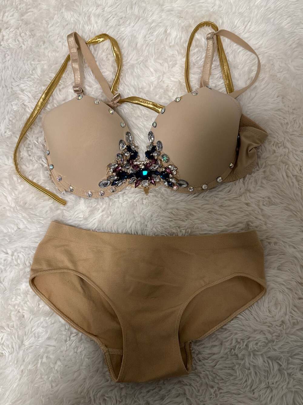 Very Sexy Jeweled Embellished Push-Up Bra and Panty Set